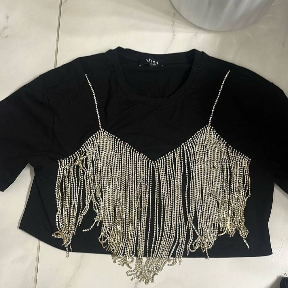 Crop top dangle diamond top